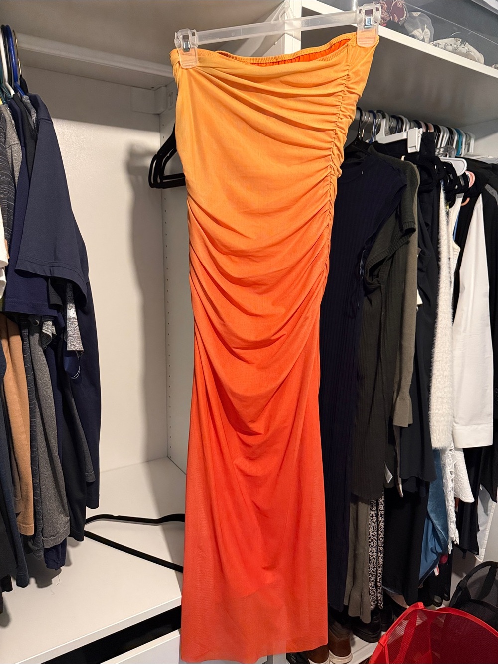 Orange Ombre Ruched Tube Skirt